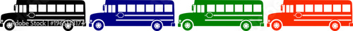 School bus icon in black blue green red colors vector illustration vehicle transport