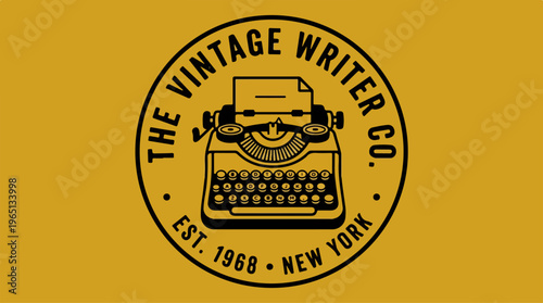 Vintage Writer Company Logo - A Classic Typewriter Emblem from New York.