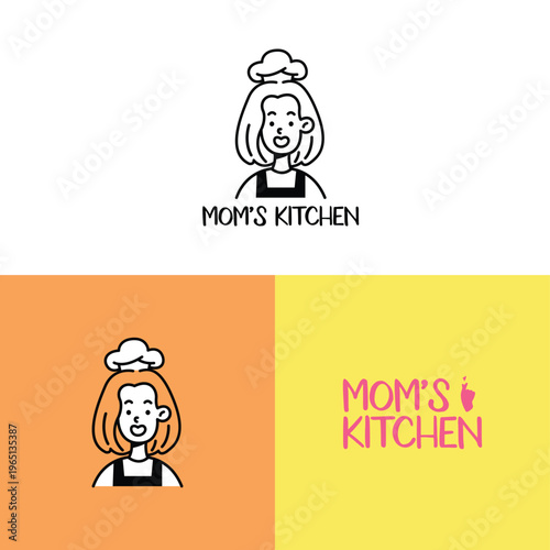 MINIMALIST HAND DRAWING A YOUNG MOM CHEF LOGO