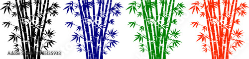 Collection of bamboo plants in black blue green and orange color illustration