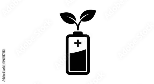 A stylized black leaf design element.