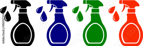Spray bottle and droplets symbolizing cleaning disinfection hygiene and household care products