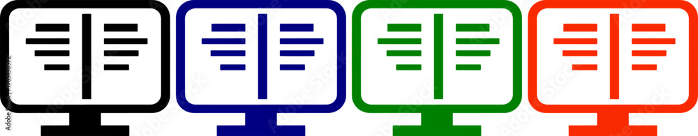 Fototapeta premium Computer screen displaying data with black blue green and orange borders on transparent background