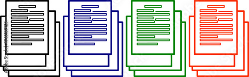 Document stacks icon in black blue green and red representing paperwork