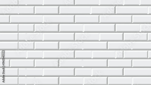 Seamless white subway tile texture featuring rectangular ceramic bricks in a clean and modern layout for interior bathroom and kitchen wall design.