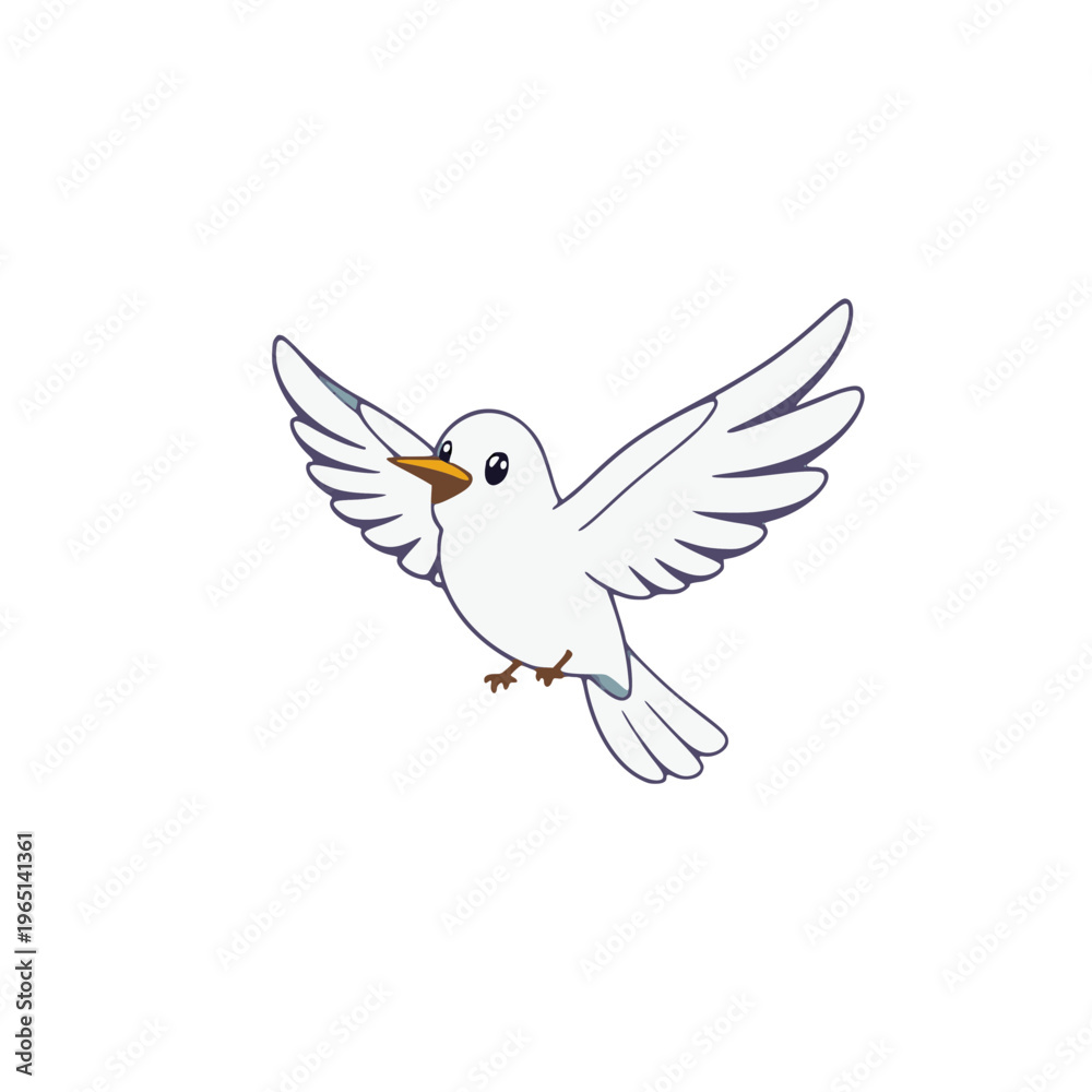 Fototapeta premium A white dove in flight with outstretched wings on transparent background