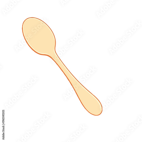 A minimalist illustration of a wooden spoon on transparent background