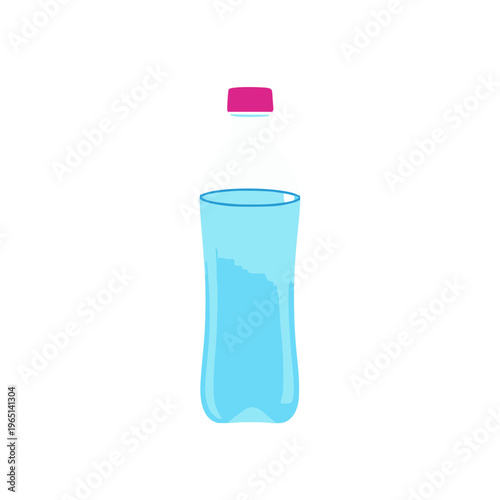 A minimalist vector illustration of a blue glass with a pink cap on transparent background