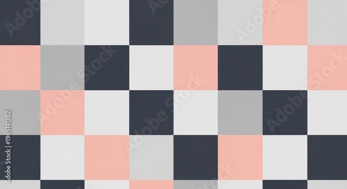 Geometric pattern, pastel color blocks, pink gray black squares, abstract background design