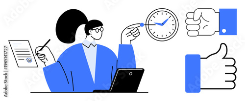 Time management concept. Focus on deadlines, task completion, and productivity improvement. Time management boosts efficiency and ensures approval. For business, education, workflow, project