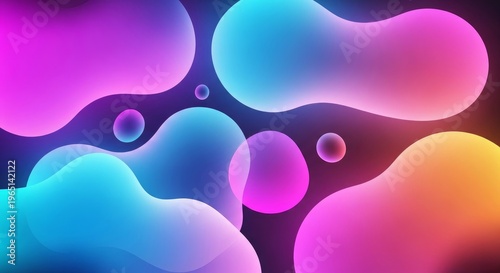 Vibrant gradient blobs, colorful abstract shapes, neon hues, modern background design