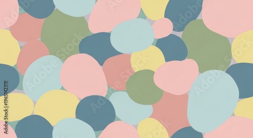 Colorful pastel geometric shapes, soft rounded patterns, abstract background design, pastel colored circles