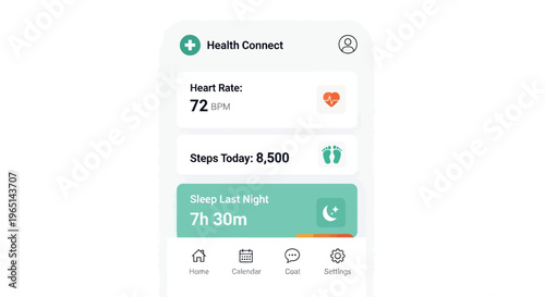 Health Connect App: Heart Rate, Steps, Sleep Tracking on Smartphone Screen