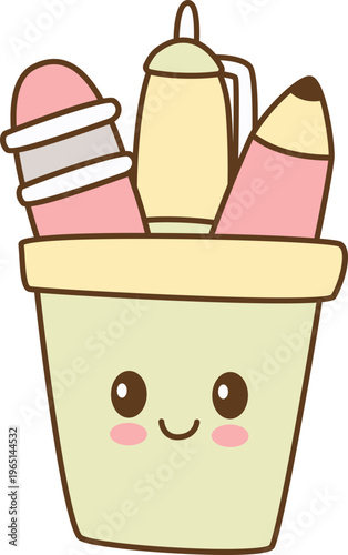 Quadro em tela Cute Stationery Cup Kawaii Decorative Sticker