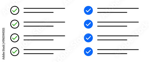 Checklist interface illustration with check marks and text lines minimal task list concept approval validation progress management UI design clean layout productivity workflow organization concept