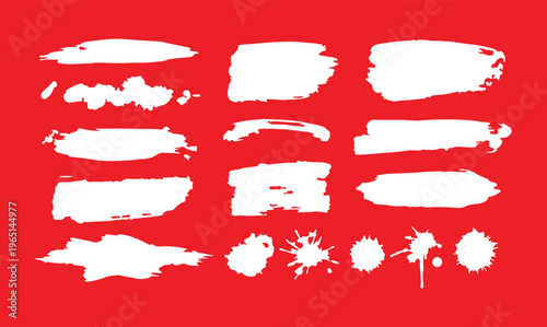 Mega bundle of different ink brush strokes:rectangle,square and round freehand drawings.Ink splatters,grungy painted lines,artistic design elements:waves,circles,triangles.