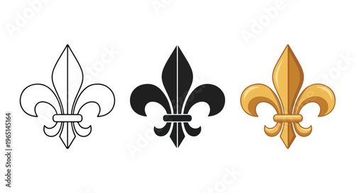 fleur de lis icon set minimalist design - Editable line icons. Vector illustration - Glyph and solid icon set - Icon vector