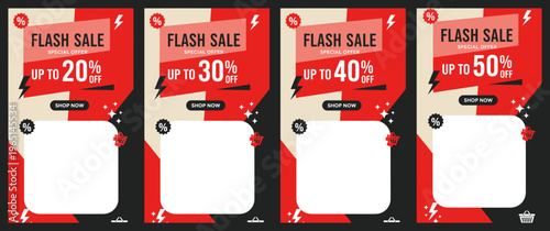 Discount labels with various percentage offers are displayed on sale stickers for marketing purposes.
