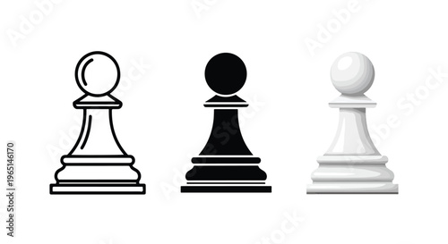 chess pieces icon set minimal design - Editable line icons. Vector illustration - Glyph and solid icon set - Icon vector