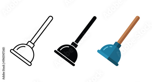 set of cleaning tool icons flat design - logo icons vector set. Blue, Black and white icons