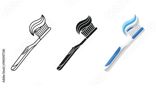 dental hygiene icon set toothbrush vector - Minimalist, flat icon, outline, glyph, linear, clipart, sticker - icon set