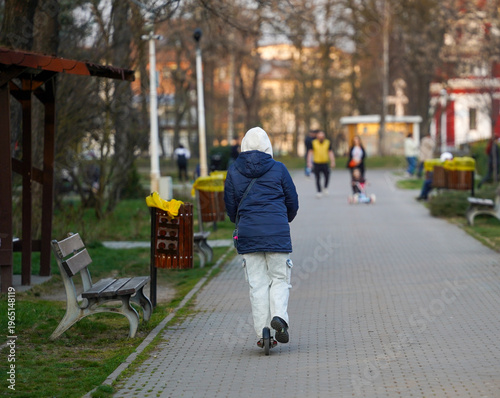 people walking on an alley in a park