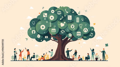 A simple, modern graphic design element on a beige background, conveying calmness and serenity, ideal for use in digital media and marketing materials