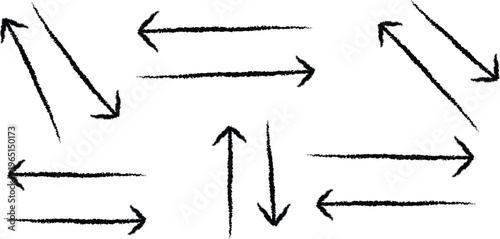 A collection of hand drawn arrows pointing in various directions on a white background