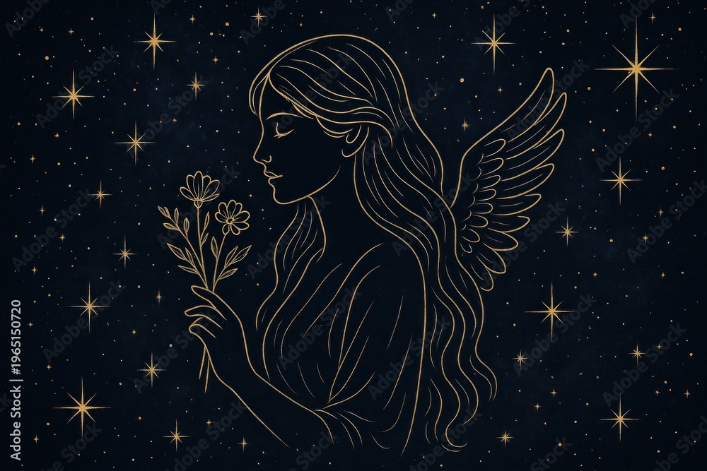 Obraz premium Elegant celestial angelic nightscape background