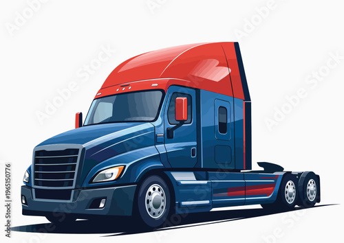 076-50-Blue and red semi-truck providing heavy-duty cargo transportation services