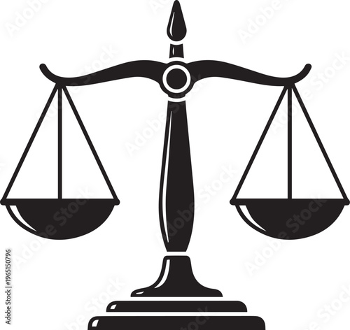 Black Silhouette Balanced Scales of Justice Icon