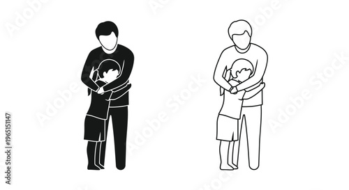 Father and son hugging, family love Vector