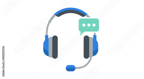Customer Support Representative with Headset and Communication Bubble