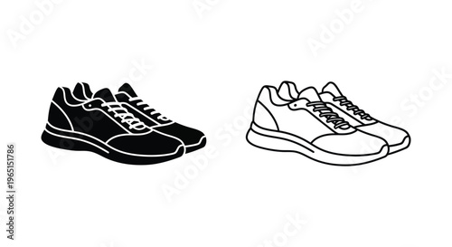 Black and white sneakers side by side Vector
