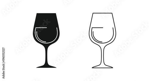 Wine glasses black and white Vector