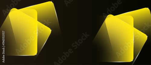 Abstract yellow object. Digital modern background. Design with neon colors. Concept of communication. Shiny light element background