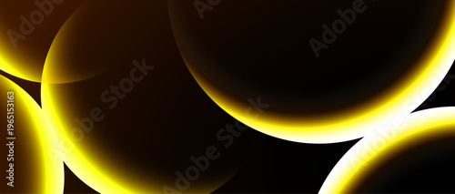 illuminated circle with yellow light. yellow abstract background. geometric shape.  Futuristic modern cover design for wall art