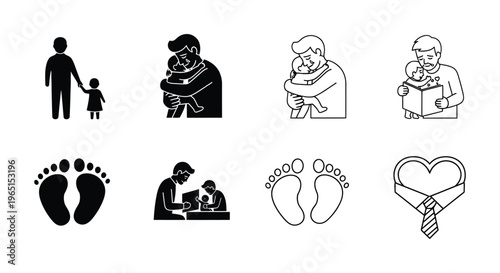 Family love silhouette icons Vector