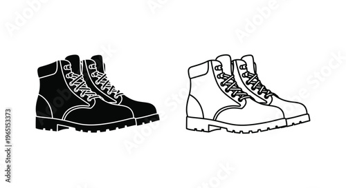 Black and white boots illustration Vector