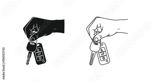 Hands holding car keys Vector