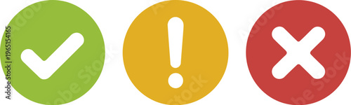 Status icons collection featuring success warning and error symbols in green yellow and red minimal style