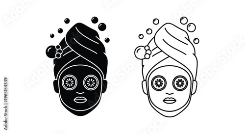 Black and white face masks beauty routine Vector