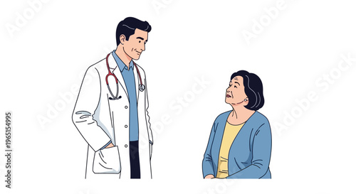 Doctor Consulting Senior Woman Patient, Medical Care, Health Checkup, White Background
