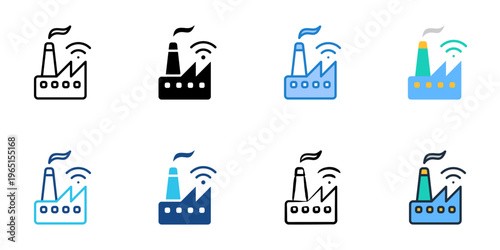Smart manufacturing icons set multiple style collection. Editable stroke 
