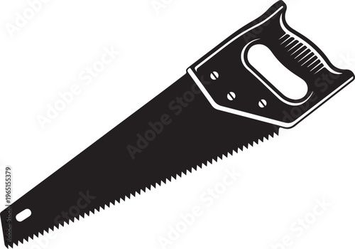 Hand Saw Black Silhouette Vector Tool Icon Woodworking Equipment