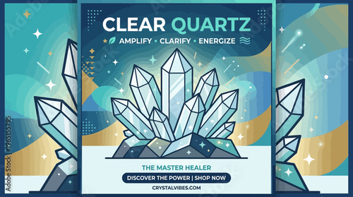 Clear Quartz Crystal Advertisement with Modern Design