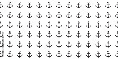 Repeating pattern of black anchors against a stark white background