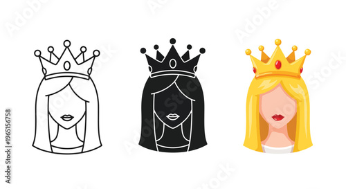 crown icons royalty symbol set - logo icons vector set. Blue, Black and white icons