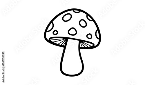 Cute toadstool mushroom outline coloring vector design