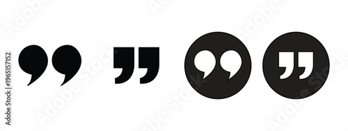 Collection of isolated black vector icons for quotation marks. Speech mark icon. Vector illustration